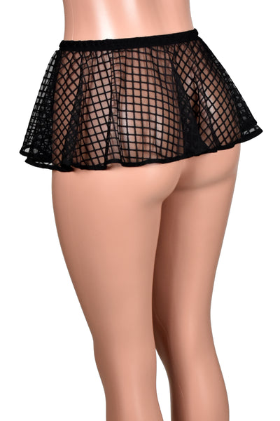 Black Diamond Mesh Micro Mini Skirt (8" long)
