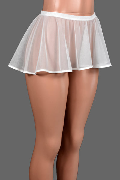 White Mesh High-Low Micro Mini Skirt (8 to 12" length)