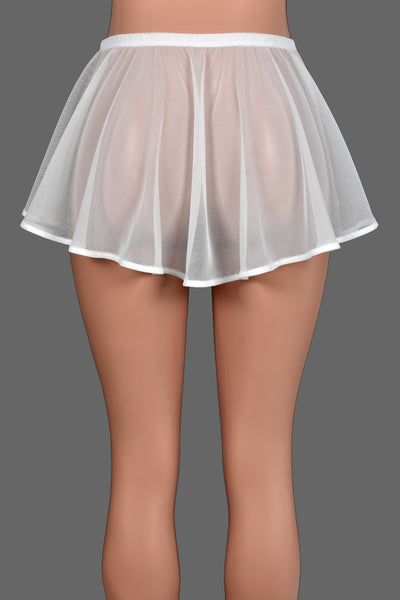 White Mesh High-Low Micro Mini Skirt (8 to 12" length)