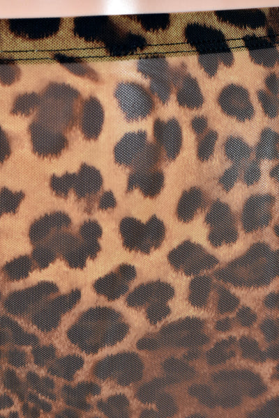 High-Waisted Leopard Mesh Mini Skirt