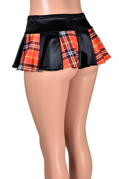 Black and Red Plaid Stretch Satin Micro Mini Skirt (also available in yellow, purple)