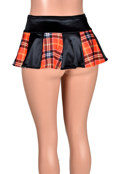 Black and Red Plaid Stretch Satin Micro Mini Skirt (also available in yellow, purple)