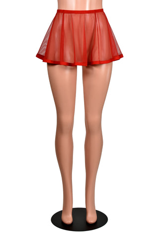 Flared Red Mesh and Elastic Skirt (11" Length)