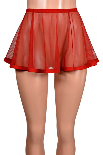 Flared Red Mesh and Elastic Skirt (11" Length)