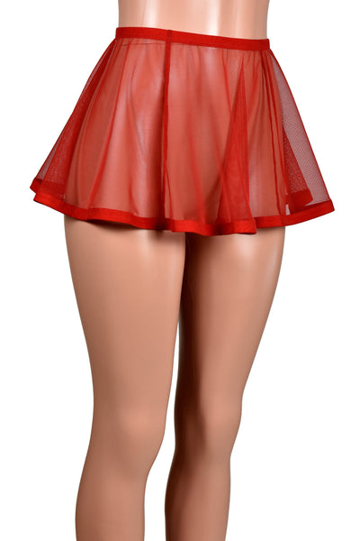 Flared Red Mesh and Elastic Skirt (11" Length)