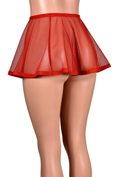 Flared Red Mesh and Elastic Skirt (11" Length)