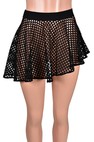 Black Fishnet Asymmetrical Micro Mini Skirt