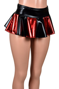 Shiny Metallic Black and Red Micro Mini Skirt