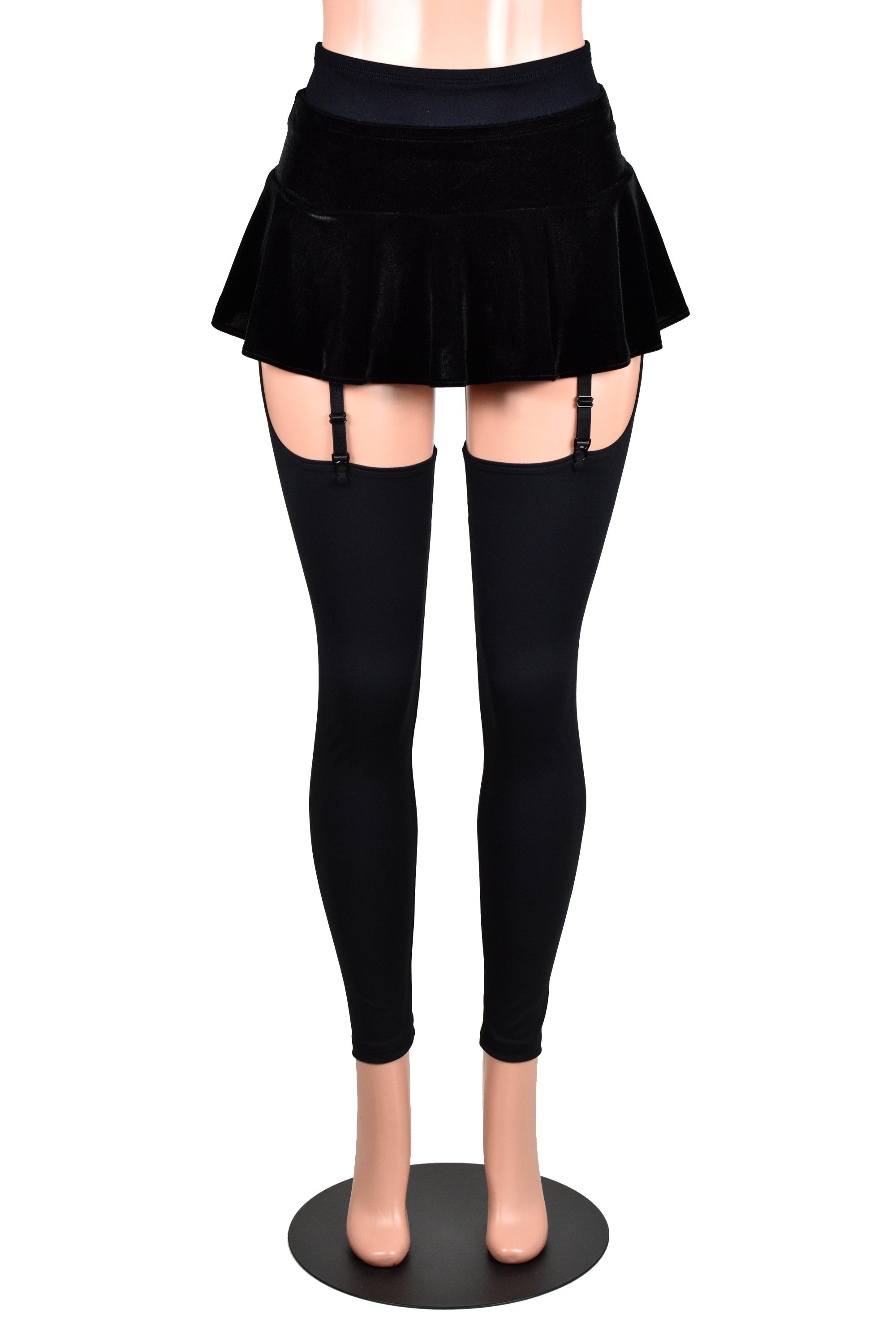 Black Velvet Micro Mini Skirt with Garter Straps gothic lingerie stretch –  Deranged Designs