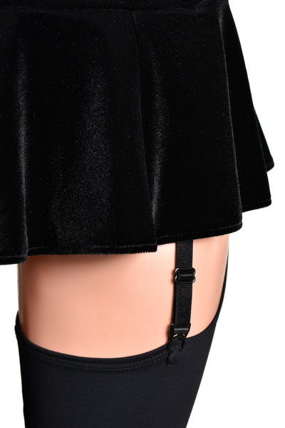 Black Velvet Micro Mini Skirt with Garter Straps