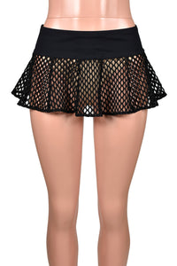 Sheer Black Fishnet Panel Micro Mini Skirt