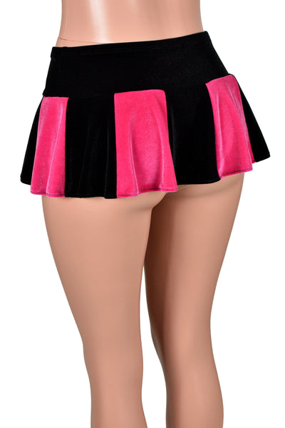 Black and Pink Velvet Micro Mini Skirt