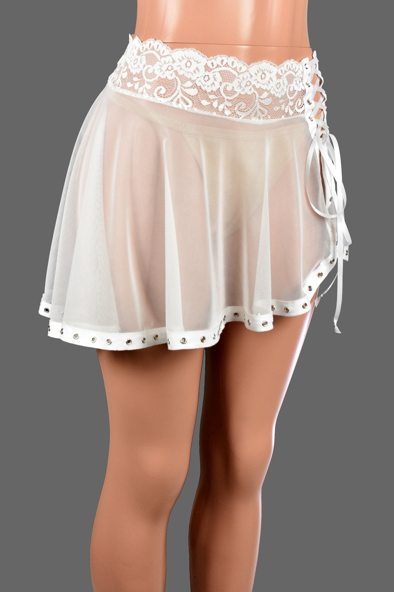 White Mesh Mini Skirt main image 0