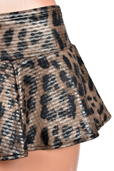 Shiny Semi-Sheer Leopard Print Mesh Net Micro Mini Skirt