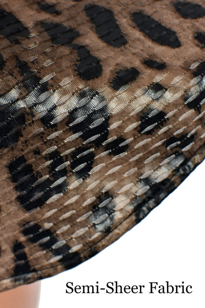 Semi-Sheer Black Mesh Net and Metallic Leopard Mini Dress