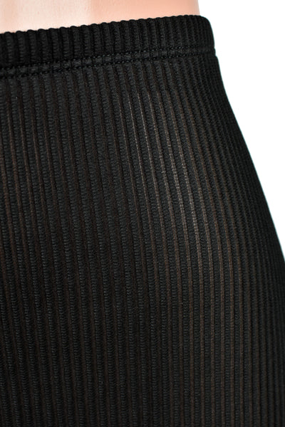 Sheer High-Waisted Black Mini Stripe Skirt