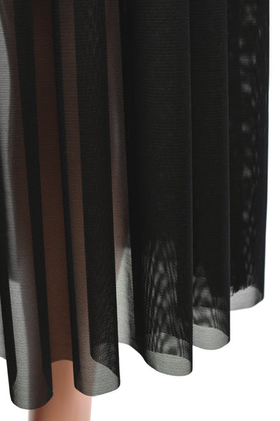 Black Cotton and Mesh Midaxi Skirt