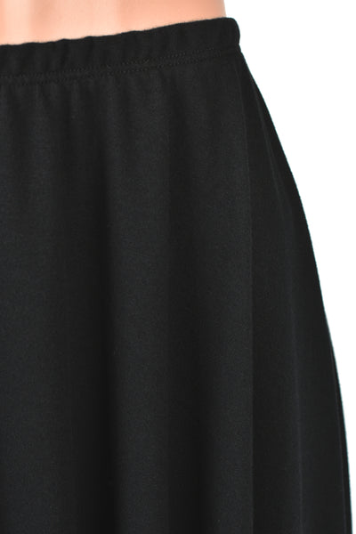 Black Cotton and Mesh Midaxi Skirt