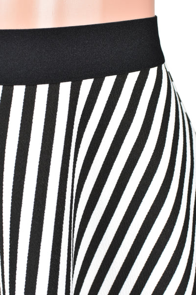Black and White Narrow Stripe Skater Skirt (Mini Length)
