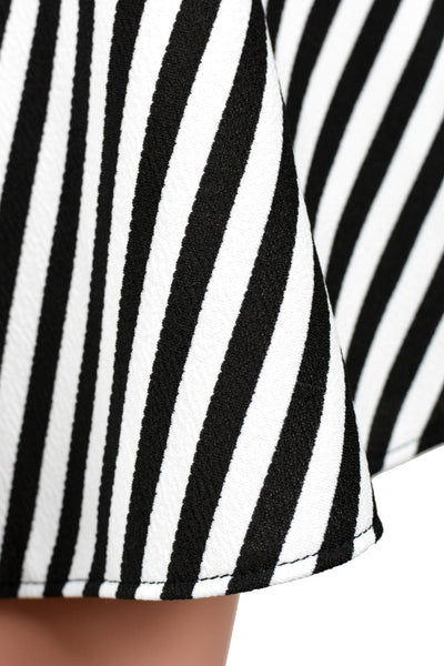 Black and White Narrow Stripe Skater Skirt (Mini Length)