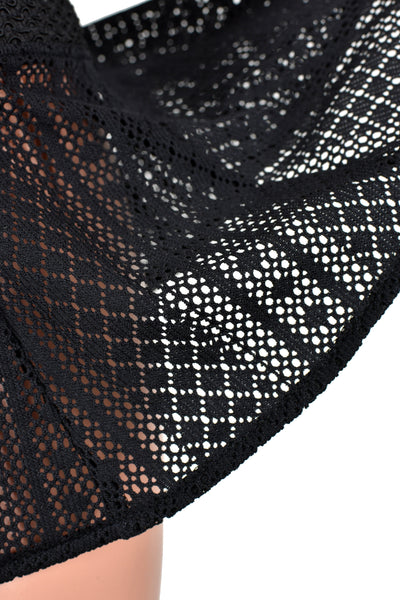 Sheer Black Stripe Pattern Micro Mini Skirt (wide elastic waistband)