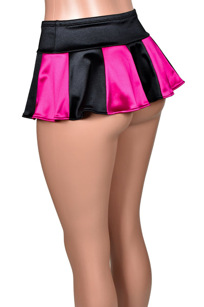 Black and Hot Pink Stretch Satin Micro Mini Skirt