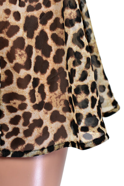 Sheer Leopard Mesh and Elastic Skirt (14" Length)