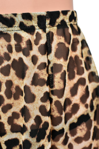 Sheer Leopard Mesh and Elastic Skirt (14" Length)