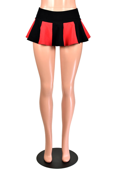Black and Red Cotton Spandex Micro Mini Skirt