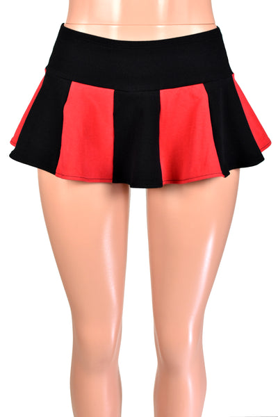 Black and Red Cotton Spandex Micro Mini Skirt