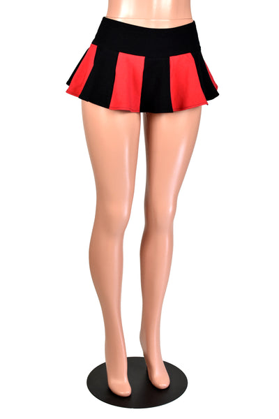 Black and Red Cotton Spandex Micro Mini Skirt