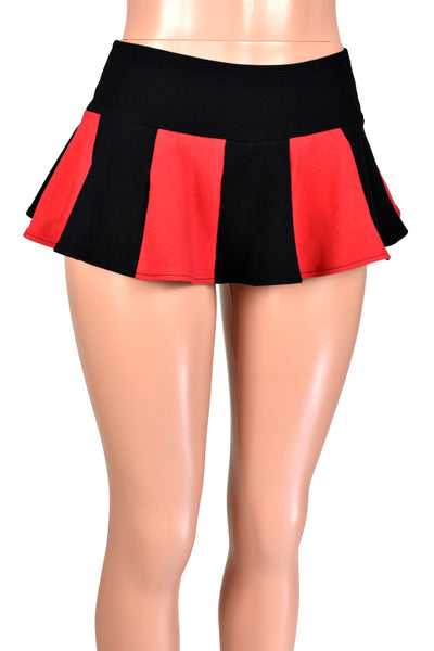 Black and Red Cotton Spandex Micro Mini Skirt