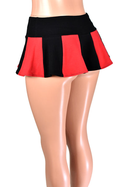 Black and Red Cotton Spandex Micro Mini Skirt