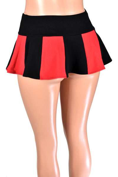Black and Red Cotton Spandex Micro Mini Skirt