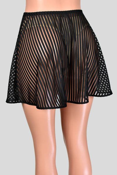 Sheer Black Stripe Mesh and Elastic Skirt (14.5" Length)