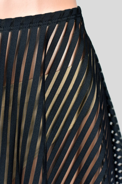Sheer Black Stripe Mesh and Elastic Skirt (14.5" Length)