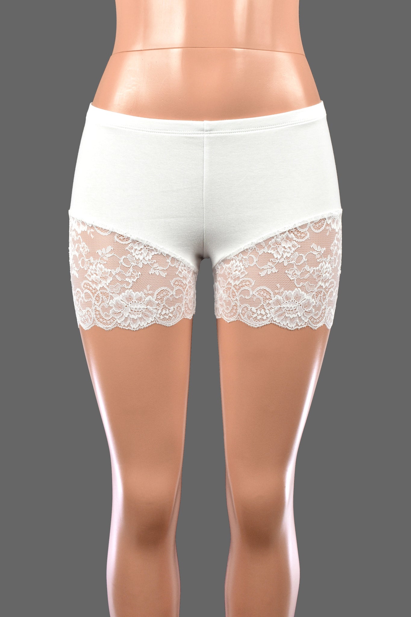 White Lace Leg Shorts (3.5" inseam)