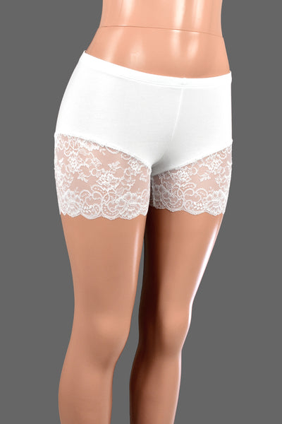 White Lace Leg Shorts (3.5" inseam)