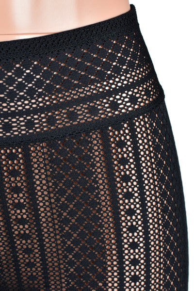 Sheer Black Vertical Stripe Pattern Leggings