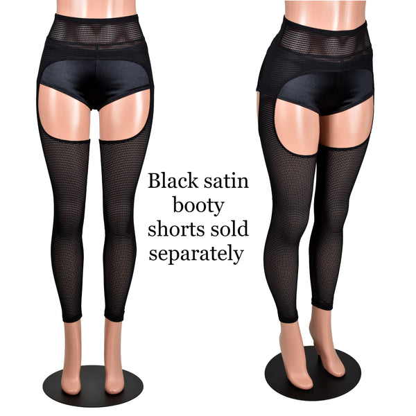 Sheer Black Grid Mesh Chaps (stretch leggings)
