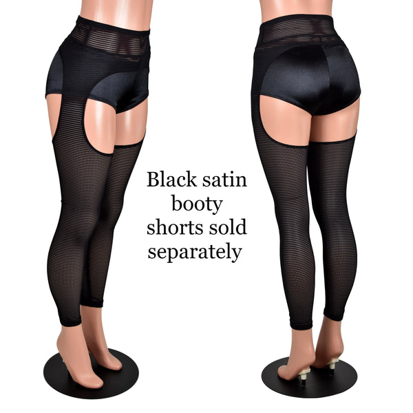 Sheer Black Grid Mesh Chaps (stretch leggings)