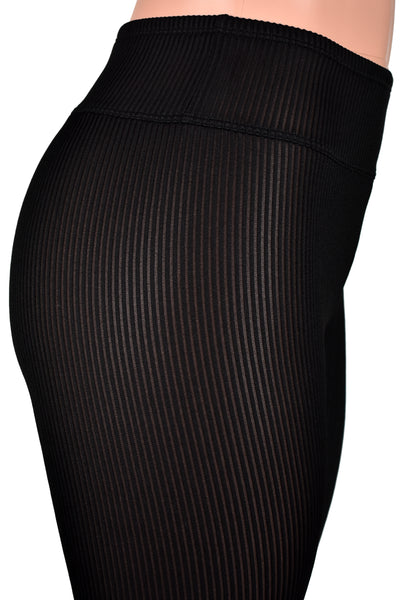 Sheer Black Mini Stripe Leggings