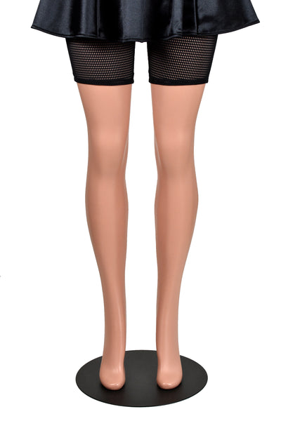 High-Waisted Sheer Black Grid Mesh Bike Shorts