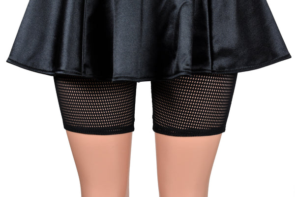 High-Waisted Sheer Black Grid Mesh Bike Shorts