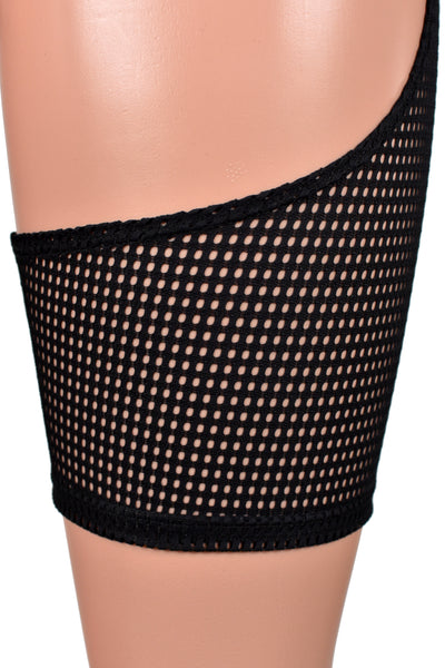 Low Rise Sheer Black Grid Mesh Short Chaps