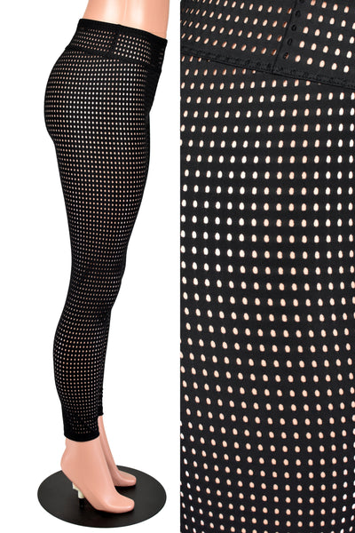 Sheer Black Spandex Dot Mesh Leggings