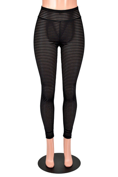 Sheer Black Spandex Dot Mesh Leggings