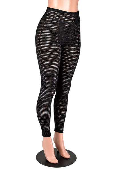 Sheer Black Spandex Dot Mesh Leggings