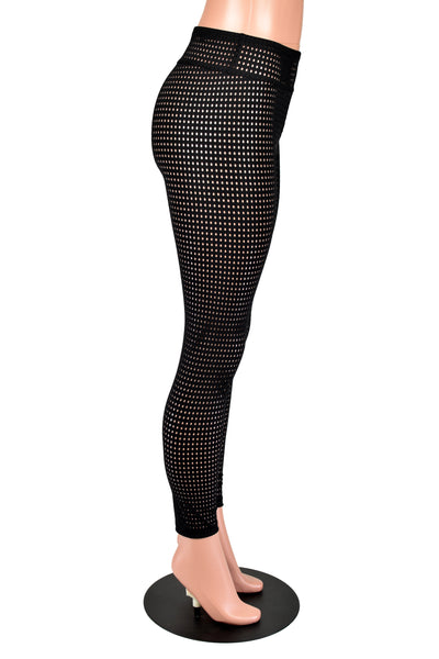 Sheer Black Spandex Dot Mesh Leggings