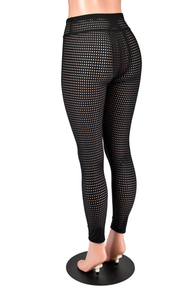 Sheer Black Spandex Dot Mesh Leggings